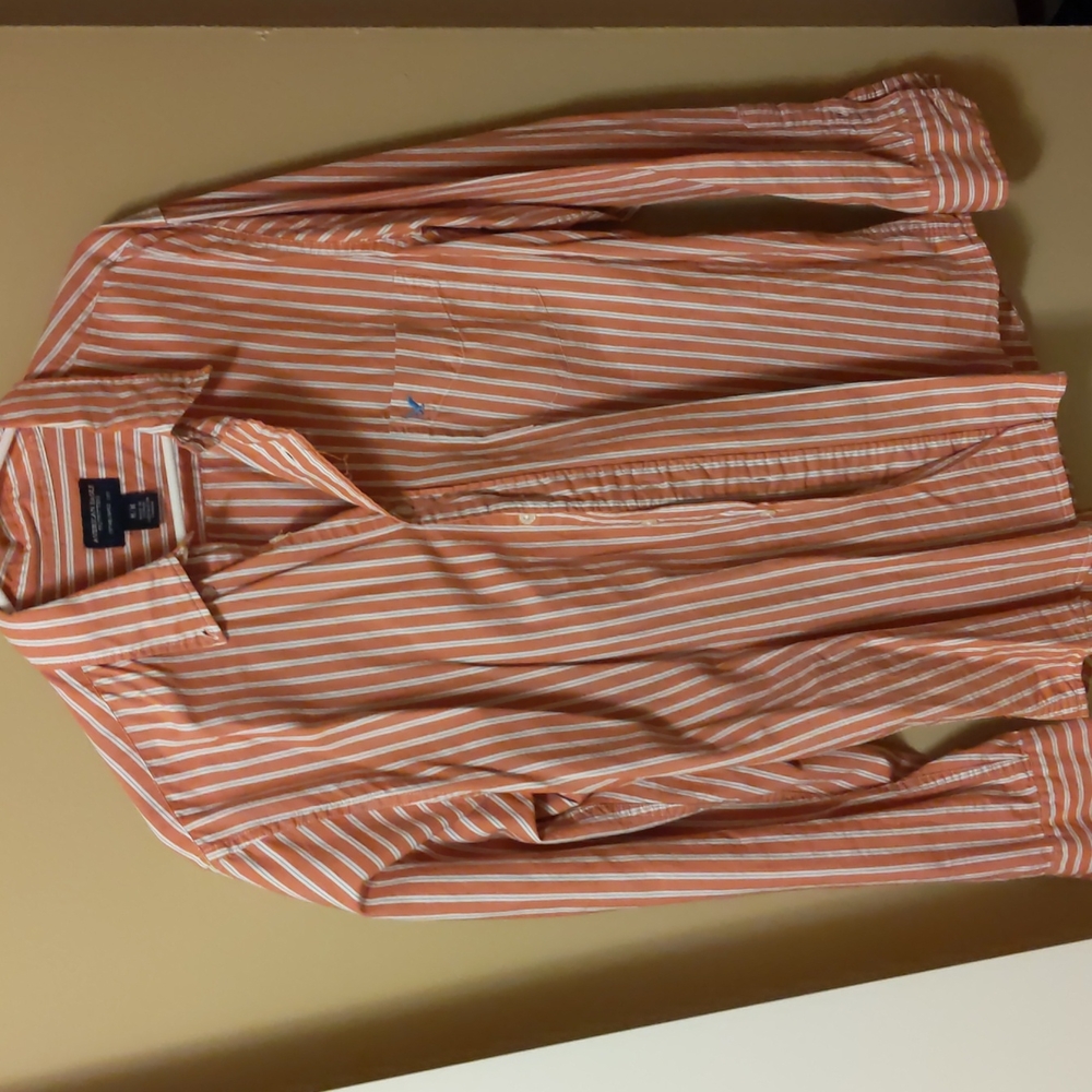 american eagle outfitters orange button up shirt